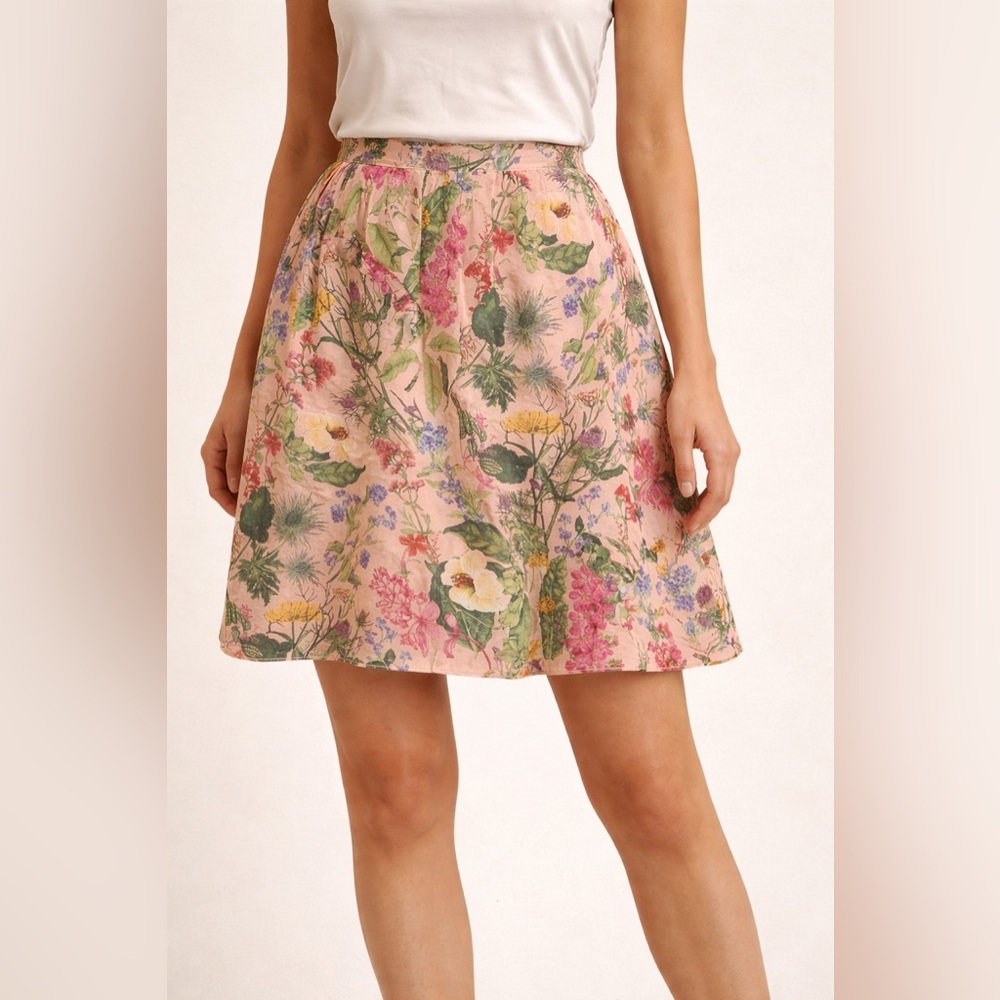 Vintage Y2K Floral 100% Silk Skirt